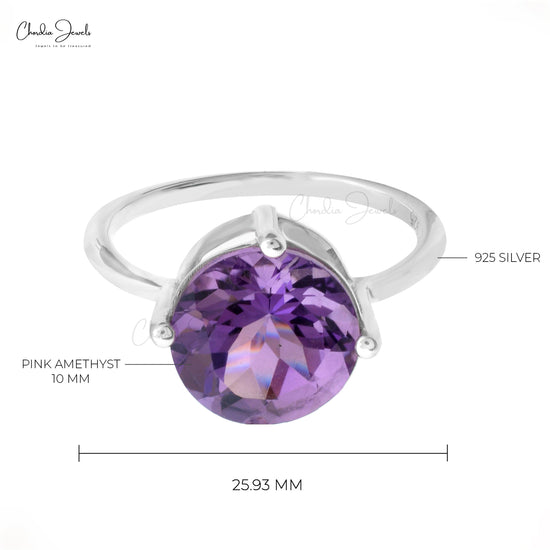 Solitaire Amethyst Ring With 2.96 Ct Gemstone Prong Set In 925 Sterling Silver Rings