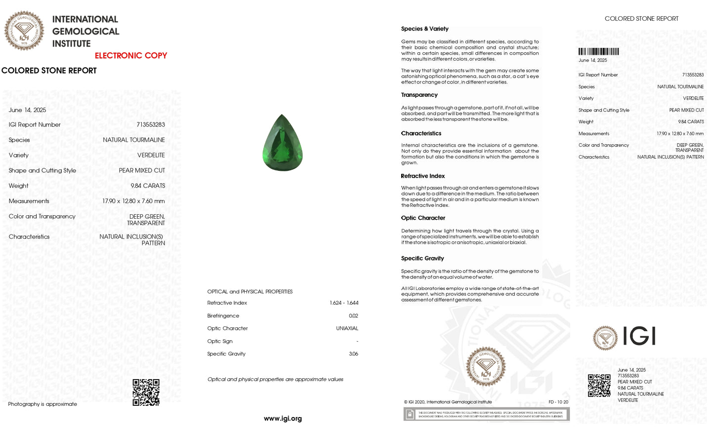 Natural Green Tourmaline 9.84 Carat Precious Gemstone – Chordia Jewels