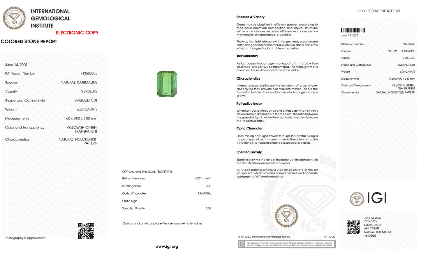 Natural Green Tourmaline 6.96 Carat October Birthstone – Chordia Jewels