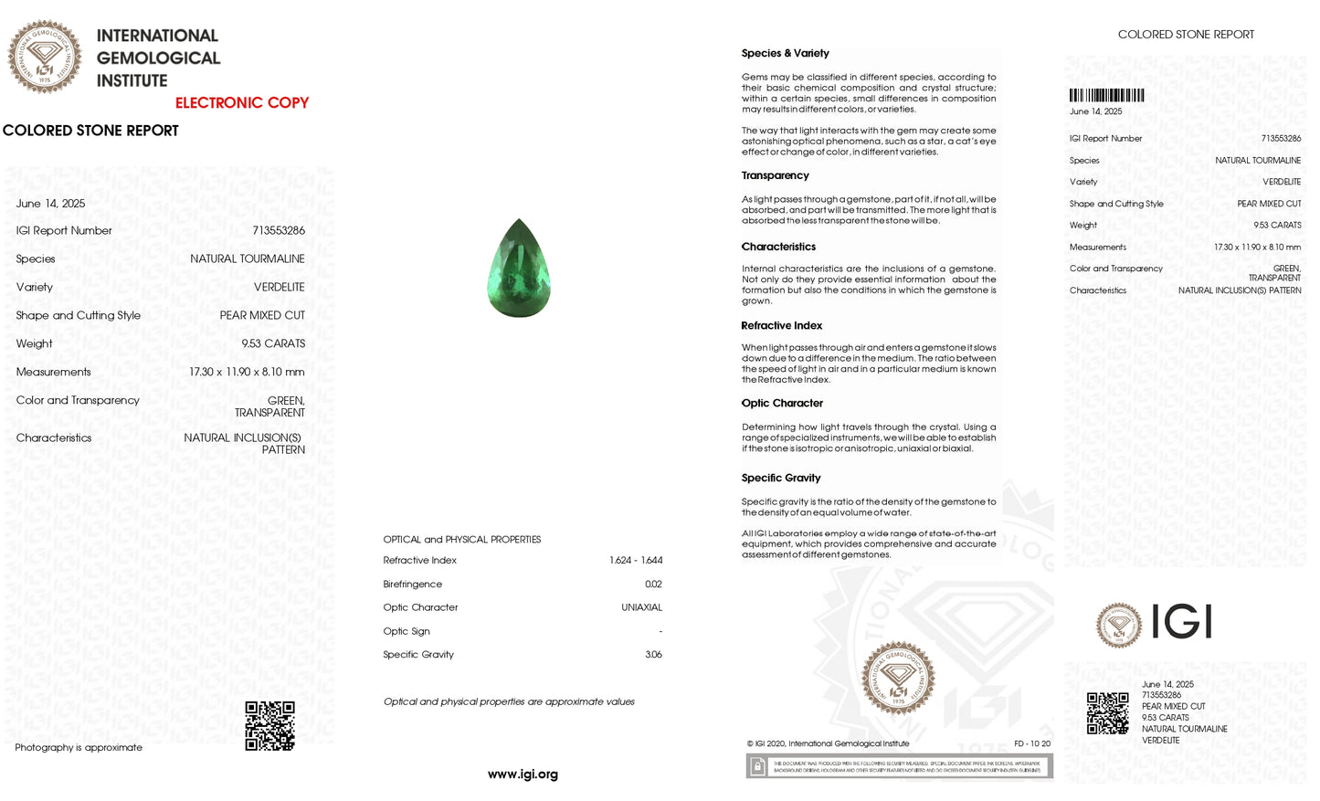 Genuine Green Tourmaline 9.53 Carat October Birthstone – Chordia Jewels