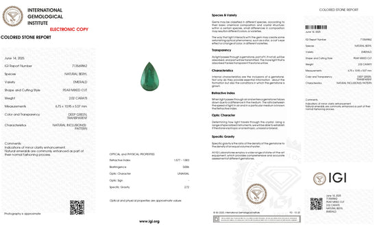 Natural green emerald pear shape loose stone – Chordia Jewels
