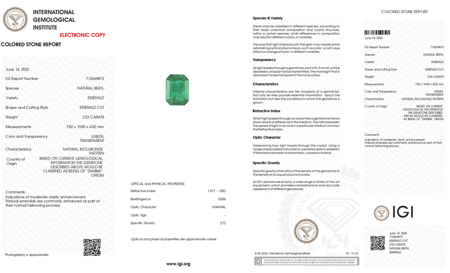 Natural green emerald loose gemstone photo – Chordia Jewels