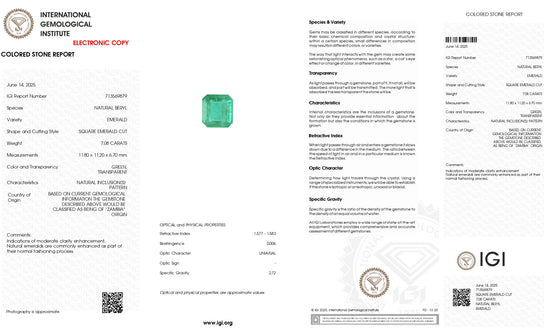 Natural green emerald 7.08 carat loose stone – Chordia Jewels