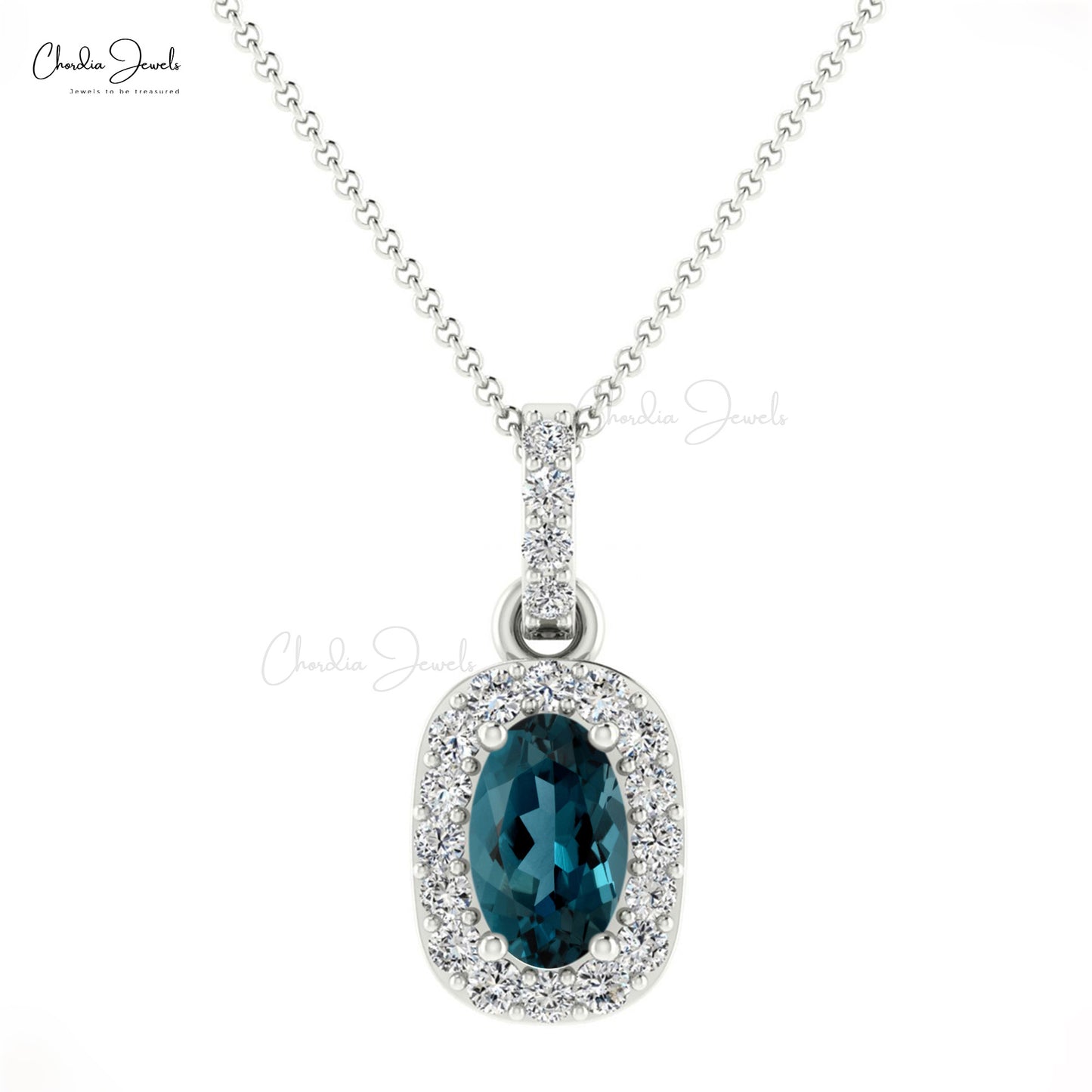  London Blue Topaz Halo Pendant