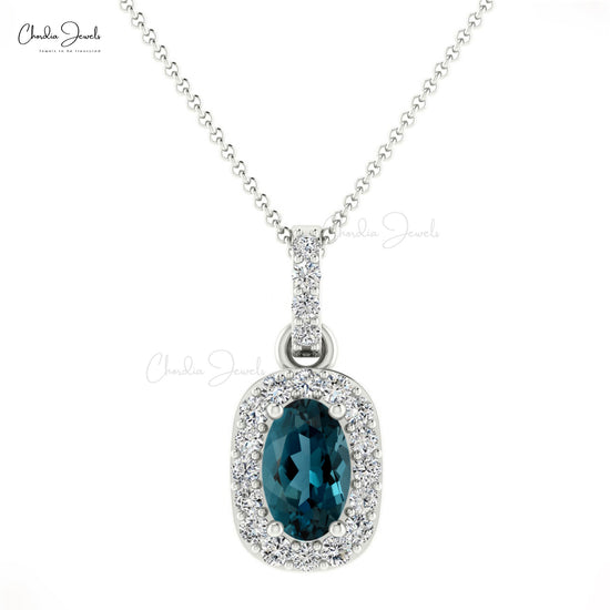  London Blue Topaz Halo Pendant