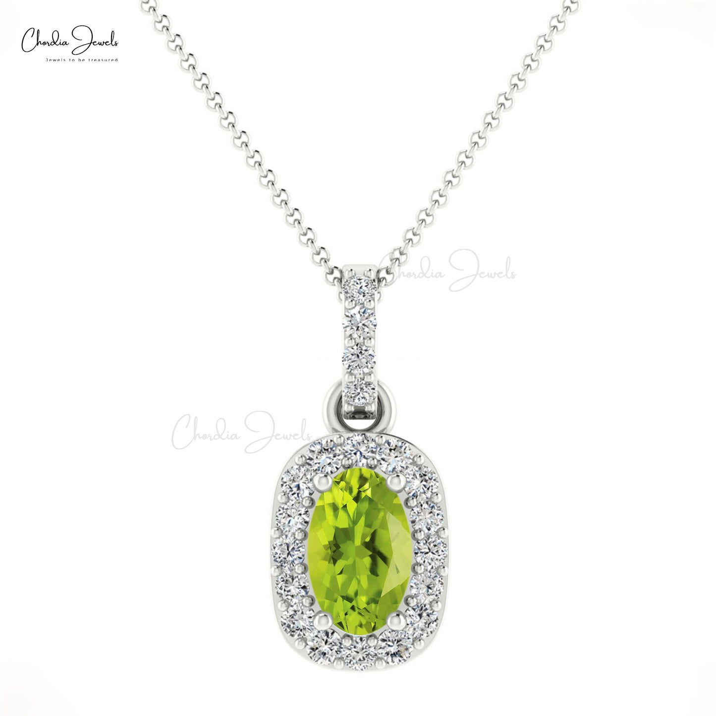 Buy Peridot Diamond Halo Pendant