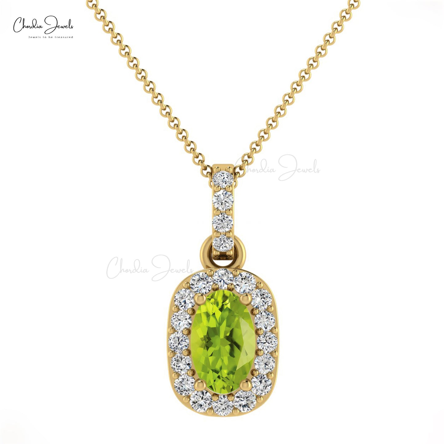 Buy Peridot Diamond Halo Pendant