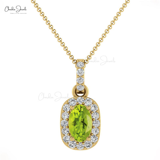 Buy Peridot Diamond Halo Pendant