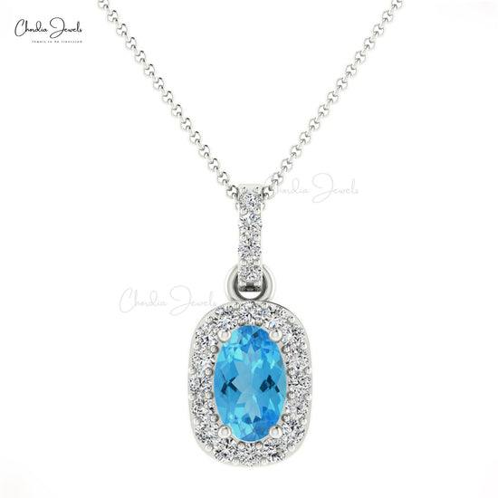 Shop Swiss Blue Topaz Halo Pendant