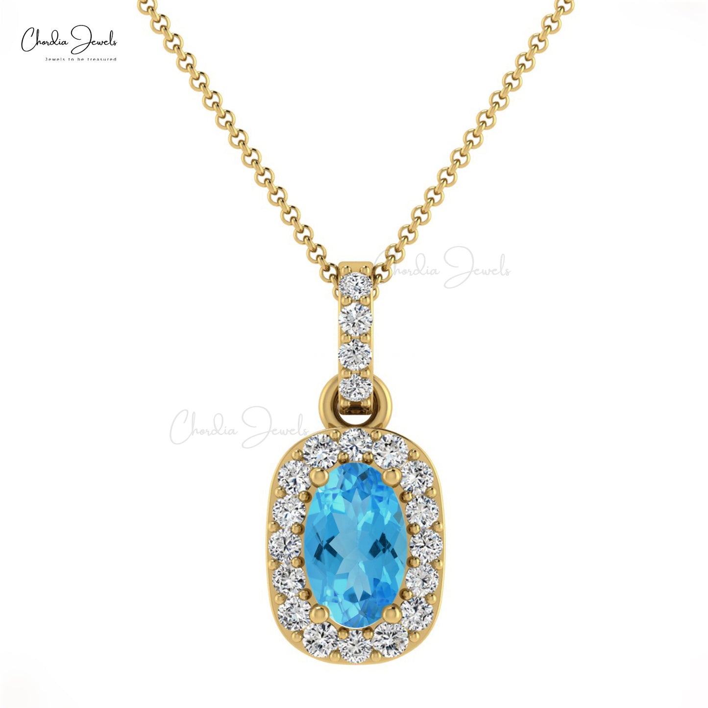 Shop Swiss Blue Topaz Halo Pendant