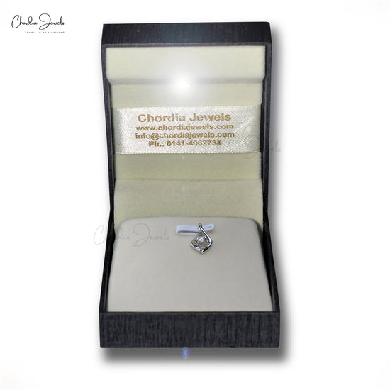 Brilliant Round Cut 2.7mm White Diamond Locket Pendant 14k Solid White Gold Pendant For Wedding Gift