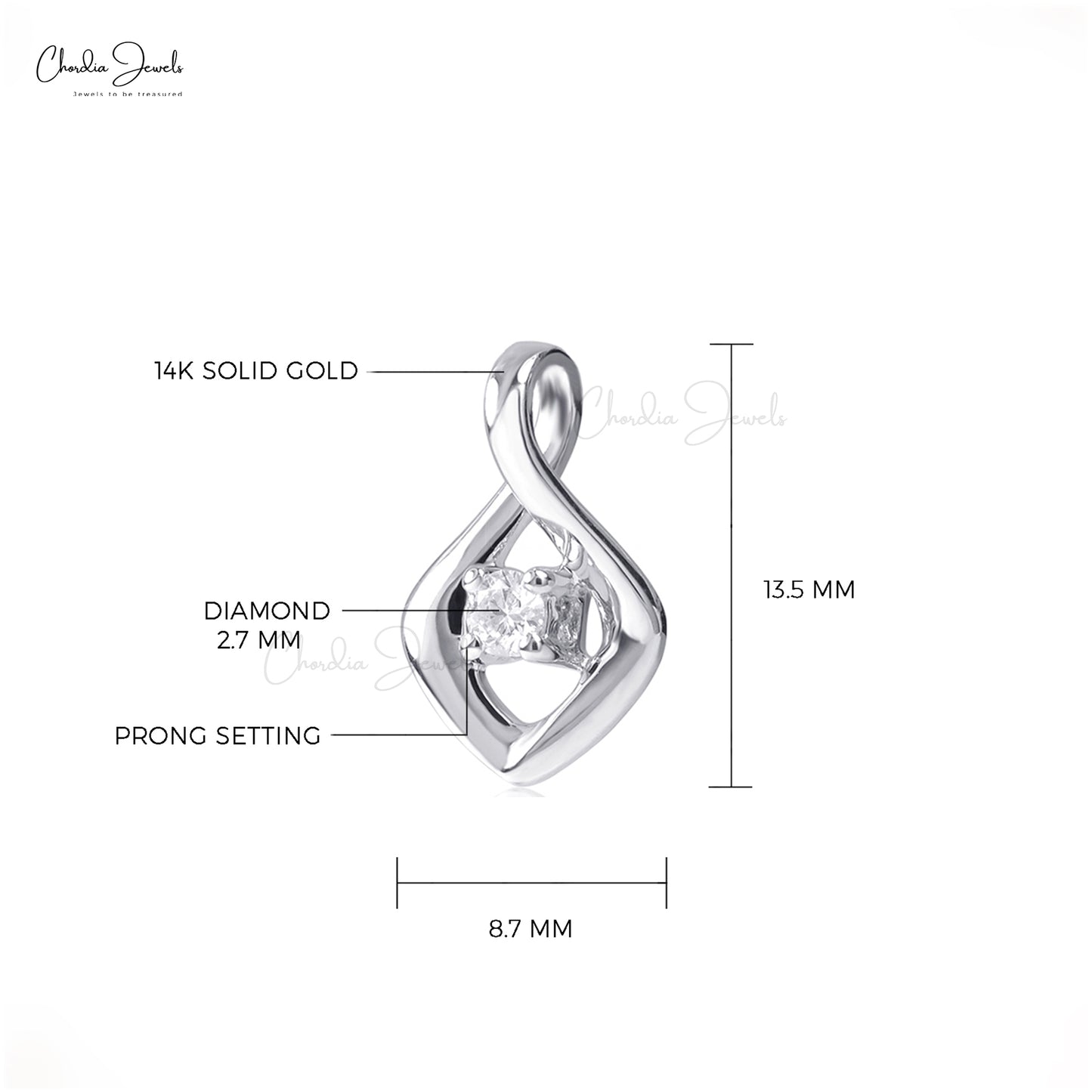 Brilliant Round Cut 2.7mm White Diamond Locket Pendant 14k Solid White Gold Pendant For Wedding Gift