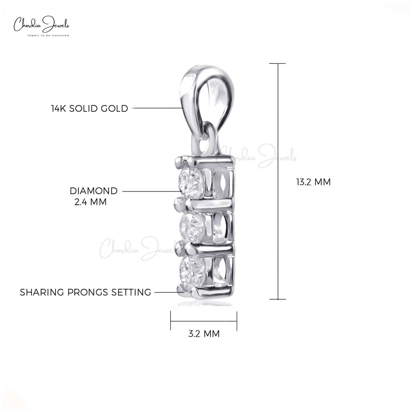 Three Stone Diamond Pendant