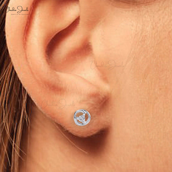 14k Solid Gold Spiral style  Diamond Studs