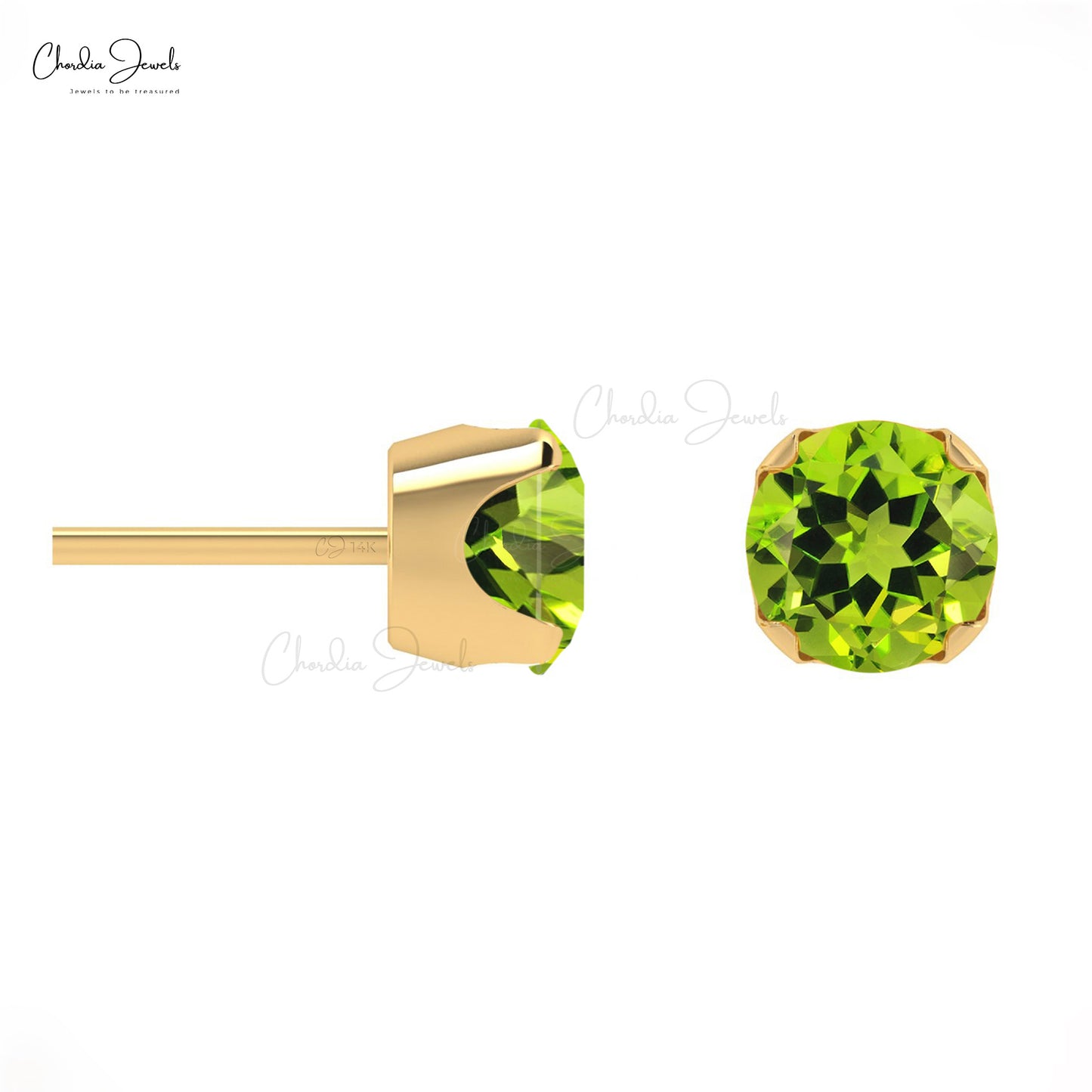 Natural Peridot Stud Earrings 14k Real Gold Vintage Earrings For Daughter 0.6 Ct Round Gemstone Studs August Birthstone For Gift