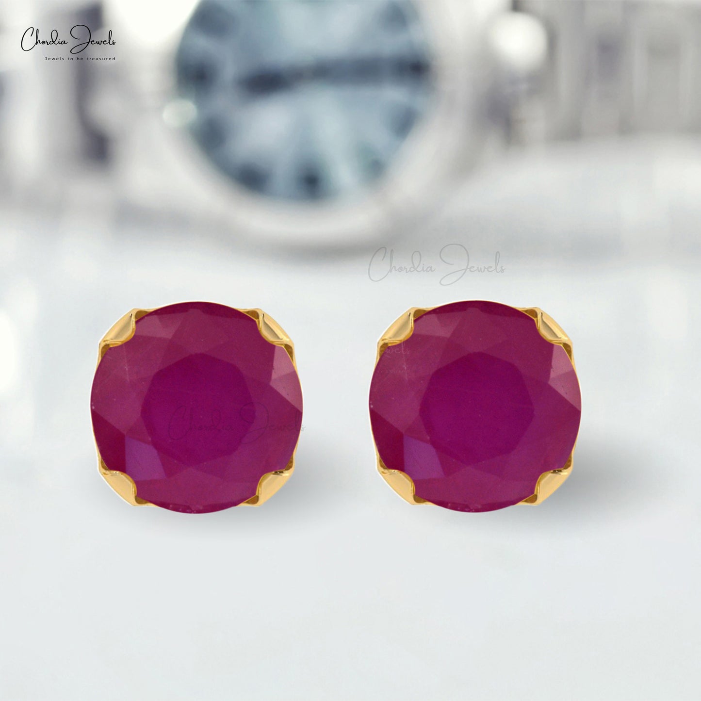 Delicate Ruby Stud Earrings 4mm Round Cut Gemstone Push Back Earrings 14k Solid Gold Minimalist Fine Jewelry For Mom