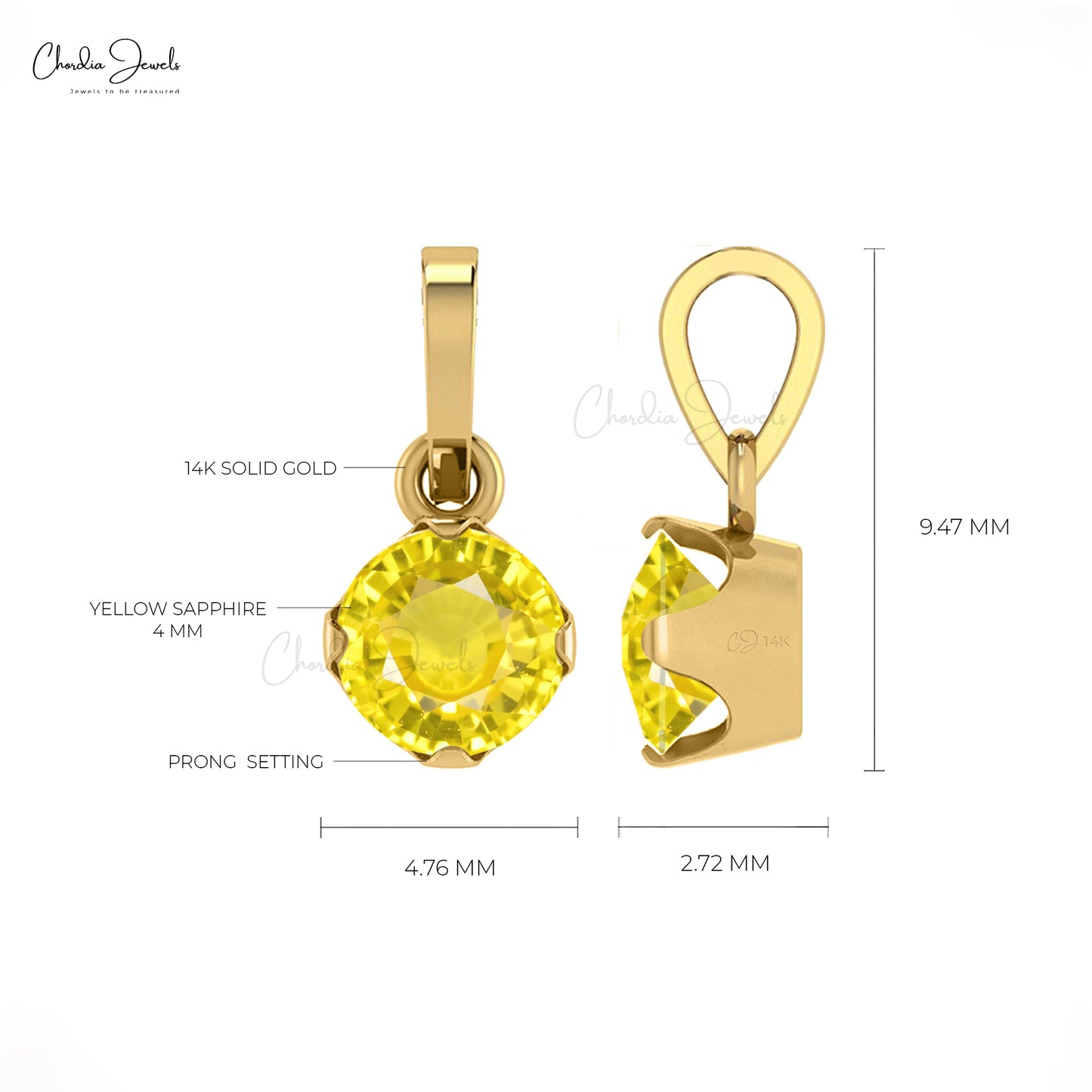 Natural Yellow Sapphire Dangle Pendant With Pure 14k Gold Gemstone Light Weight Jewelry