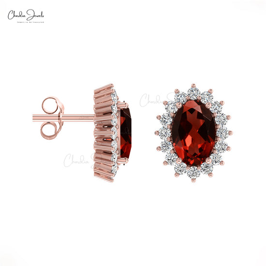 Garnet Halo Earrings