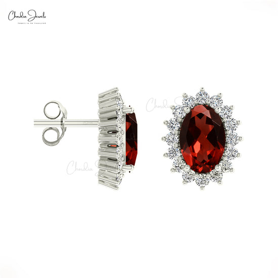 Garnet Halo Earrings