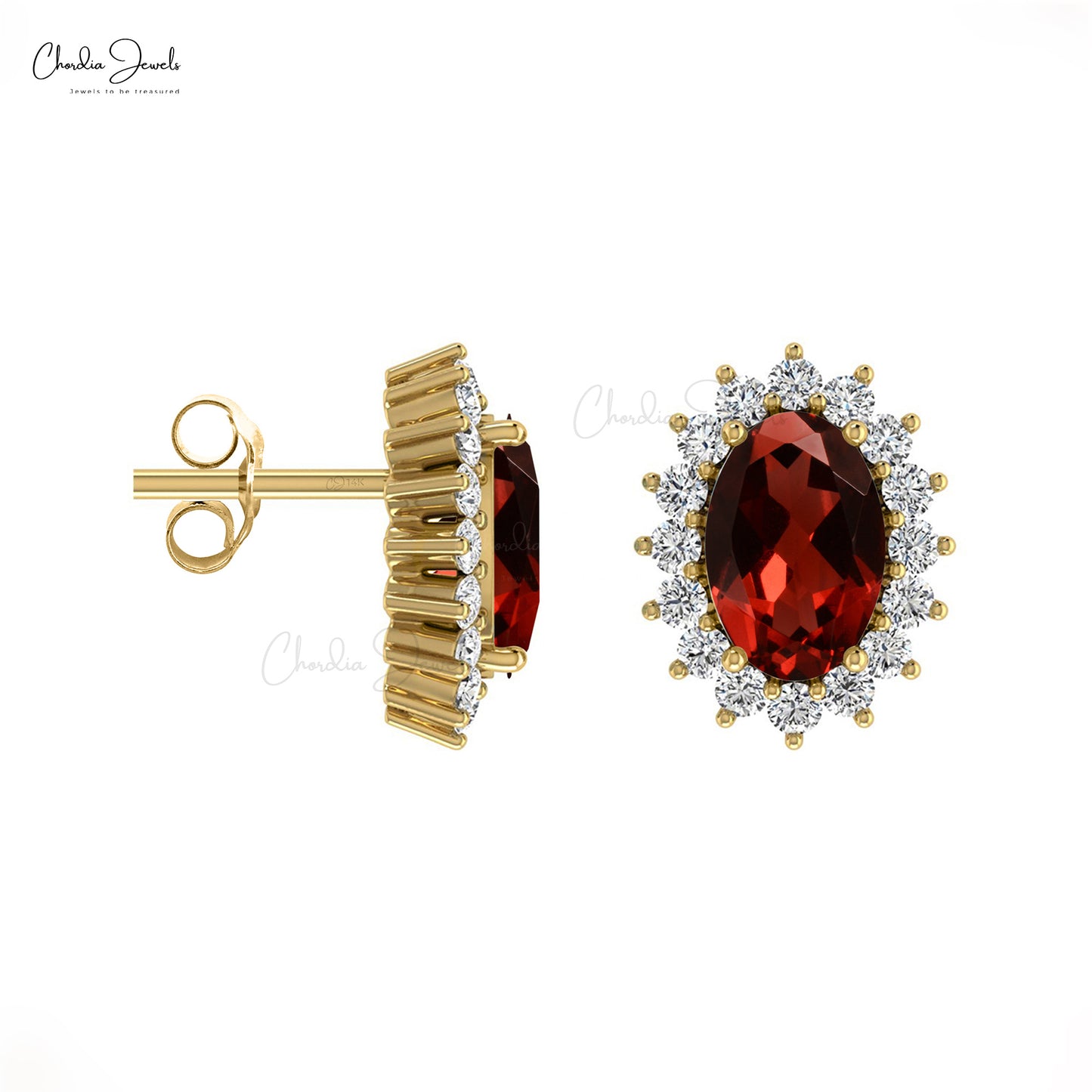 Garnet Halo Earrings