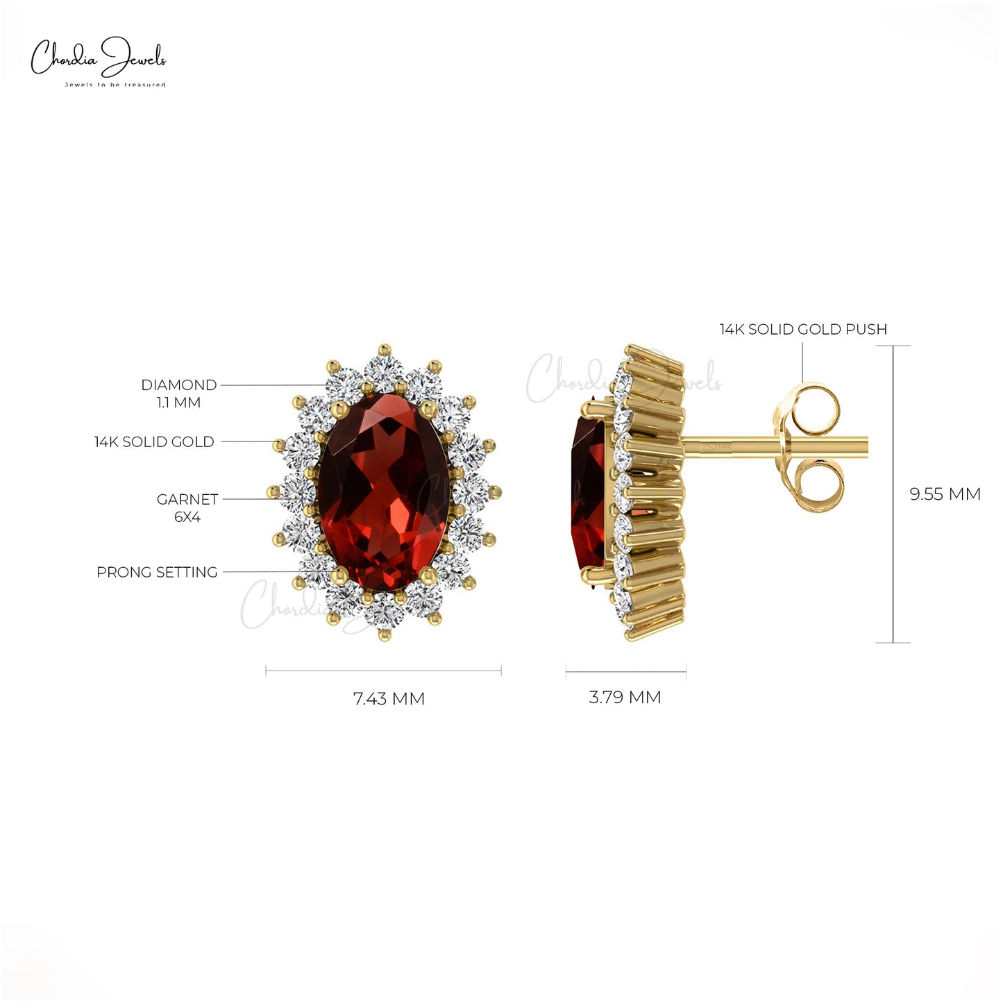 Push Back Garnet Gemstone Earrings