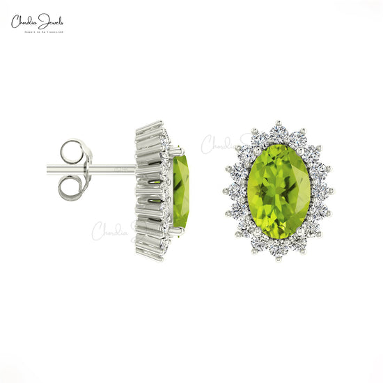 Peridot Halo Earrings