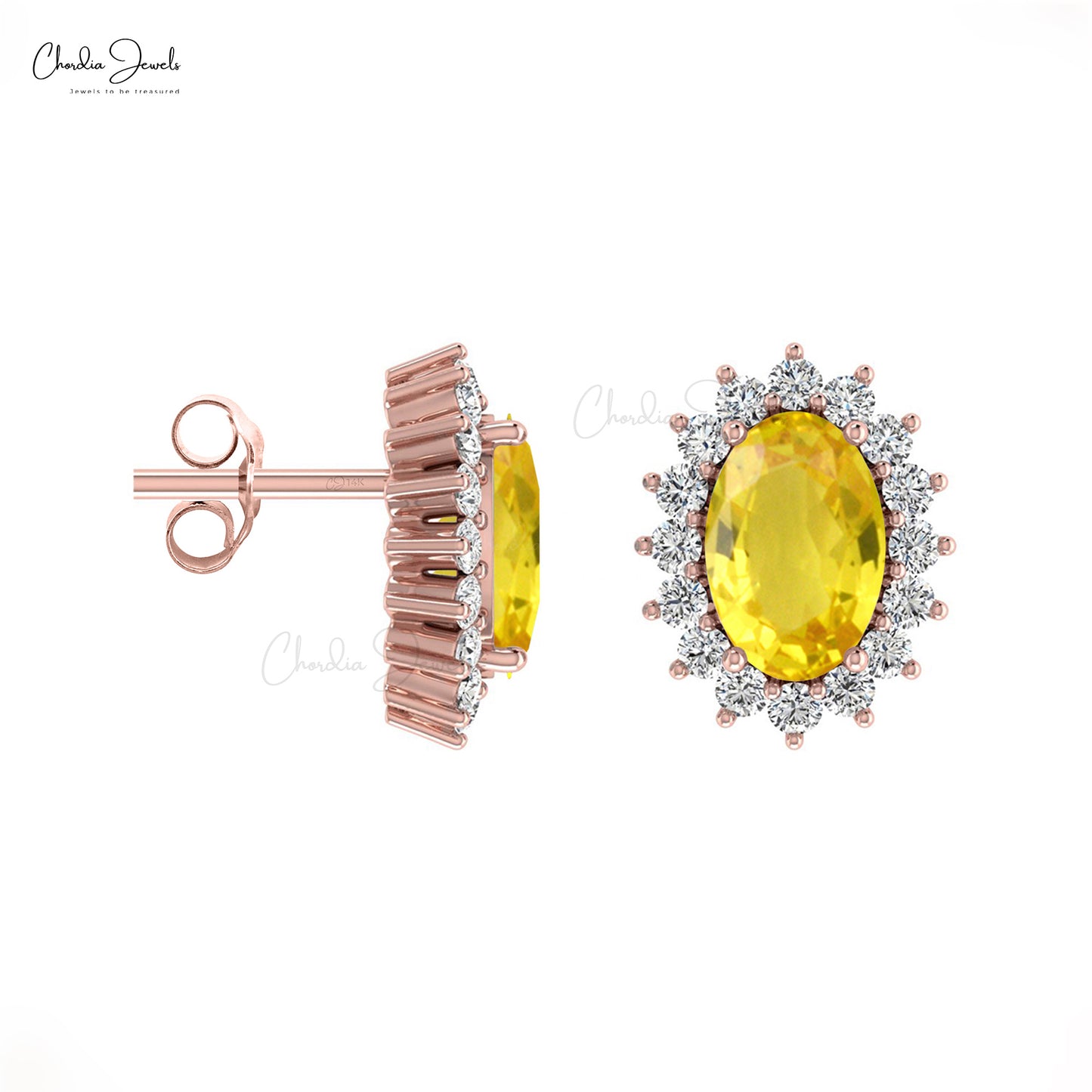 Buy Yellow Sapphire Halo Earrings