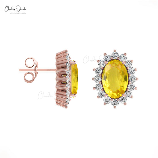 Buy Yellow Sapphire Halo Earrings