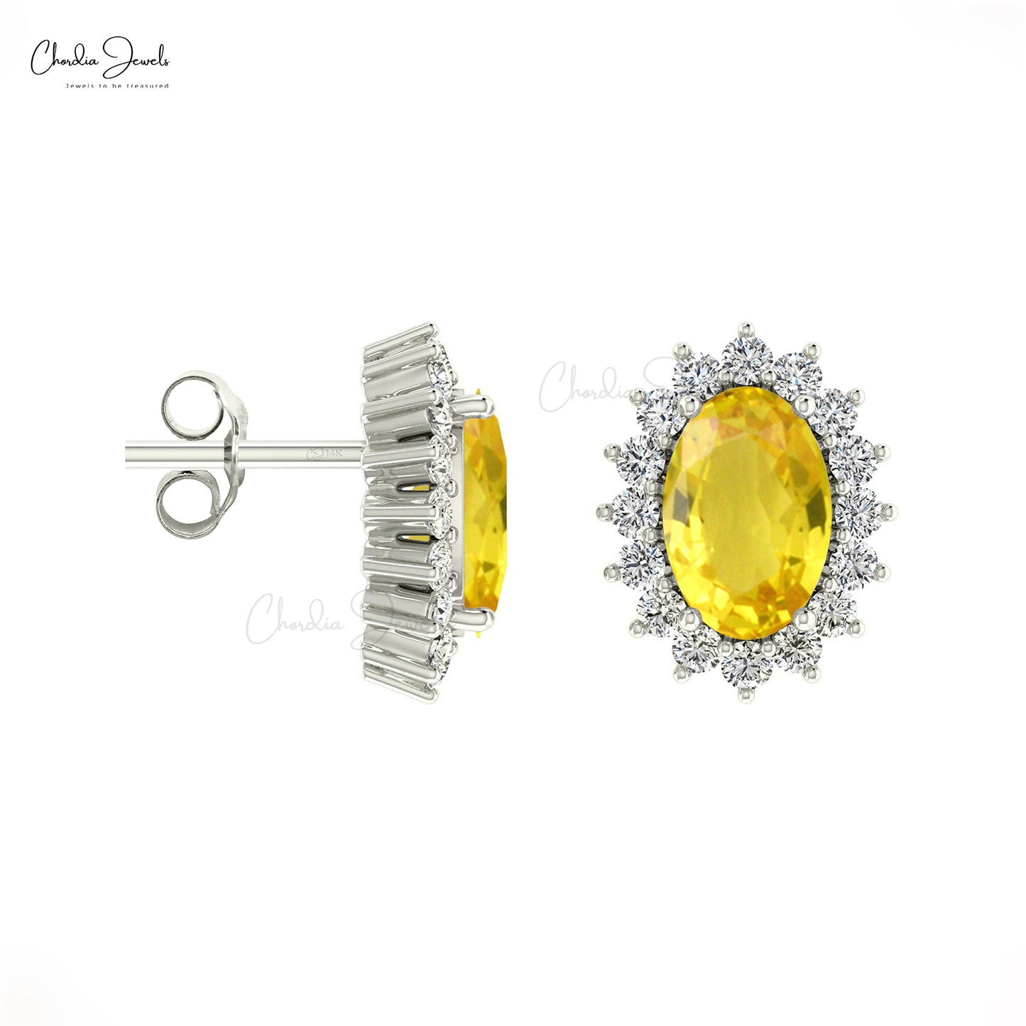 Natural Yellow Sapphire Halo Earrings