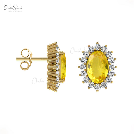 Buy Yellow Sapphire Halo Earrings