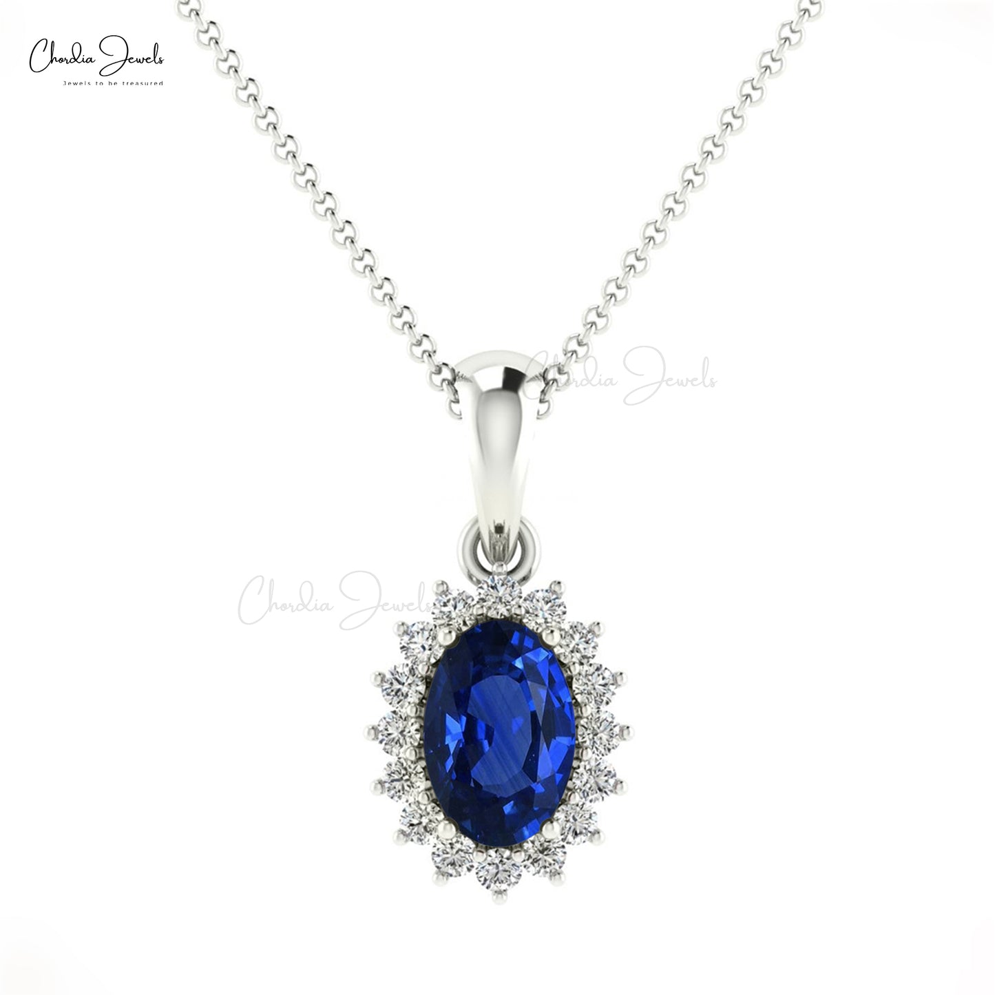 Buy Blue Sapphire Halo Pendant