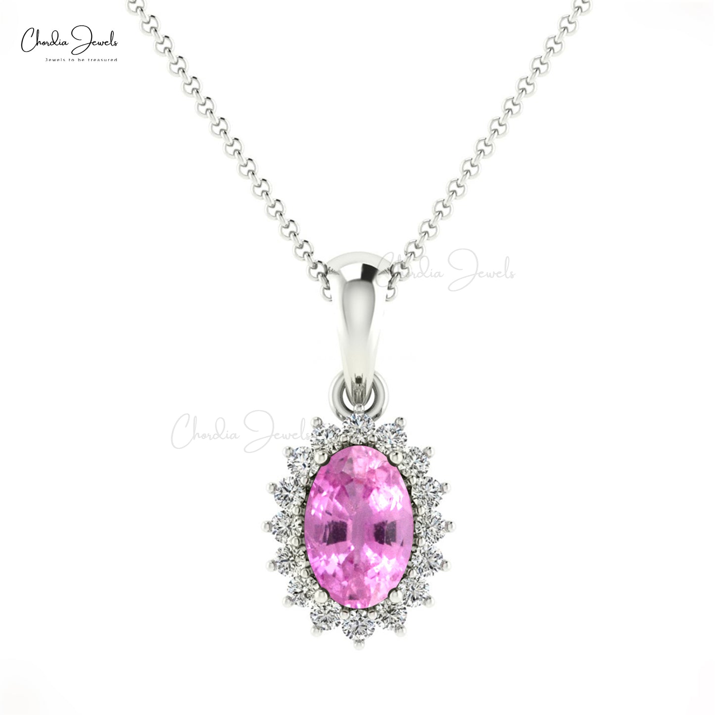 oval pink sapphire pendant