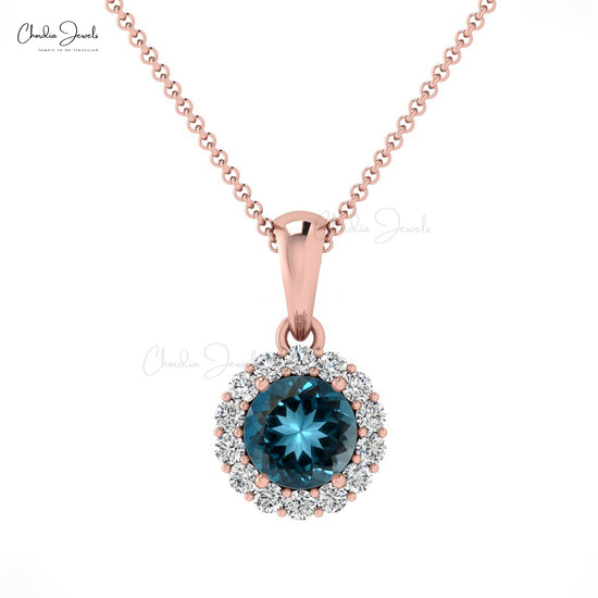 Buy London Blue Topaz Halo Pendant