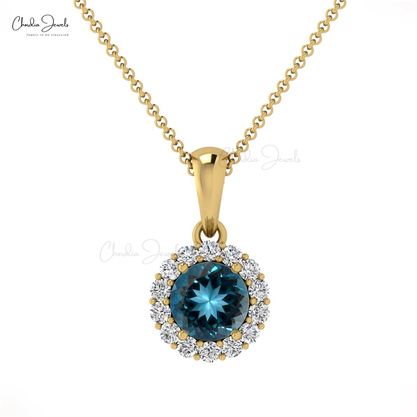 Buy London Blue Topaz Halo Pendant