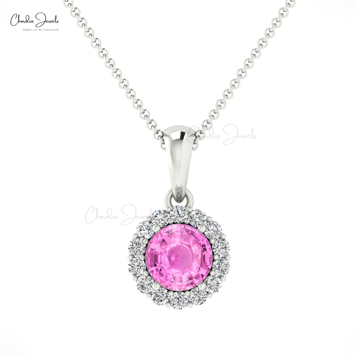 Buy Pink Sapphire Halo Pendant