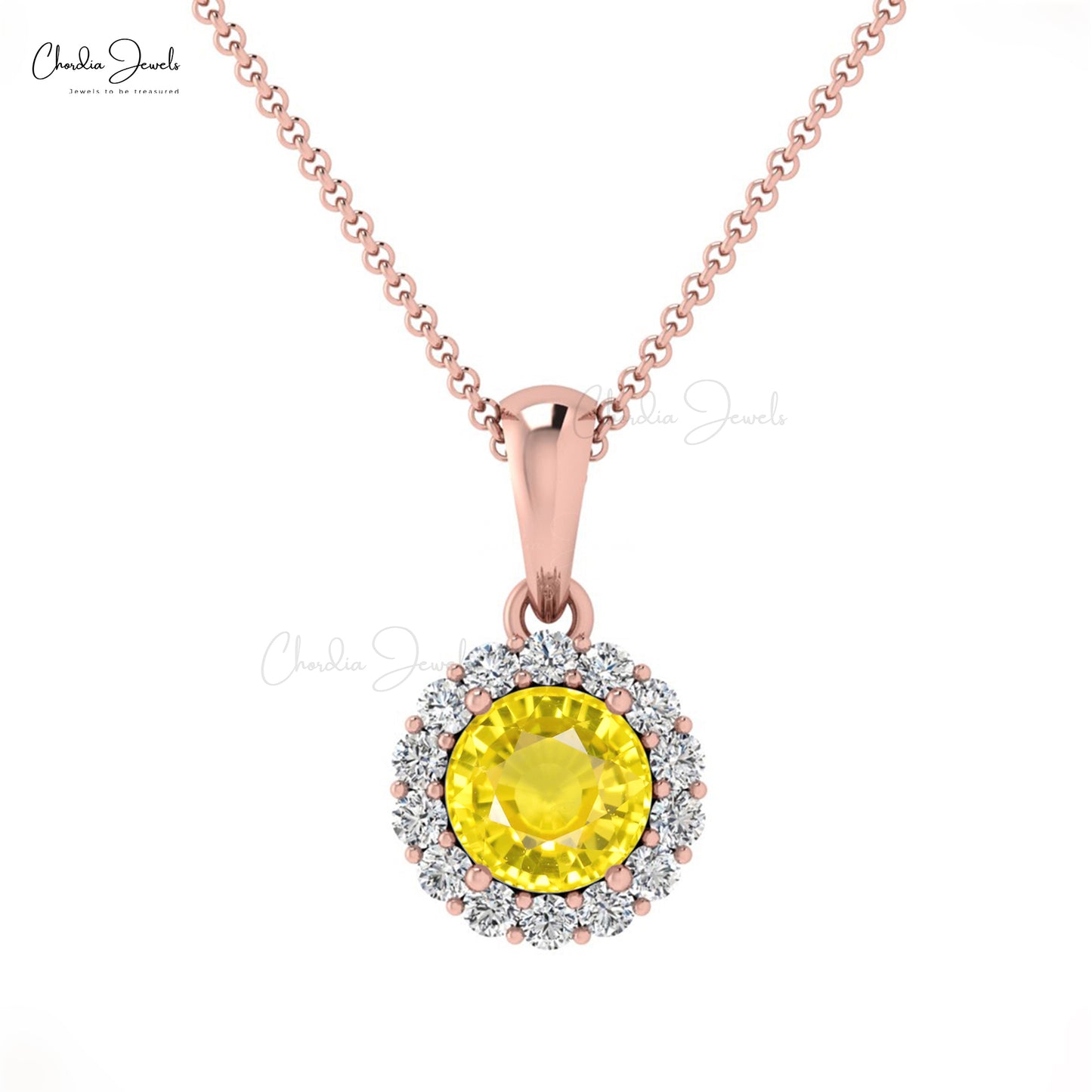 Buy Yellow Sapphire Halo Pendant