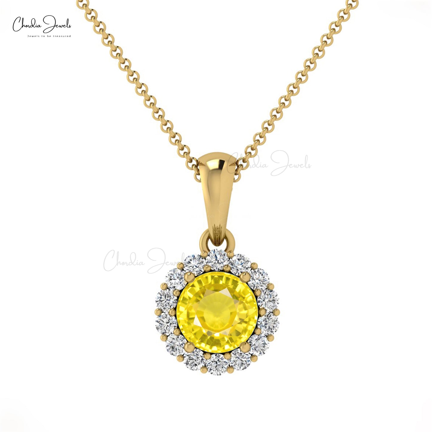 Buy Yellow Sapphire Halo Pendant