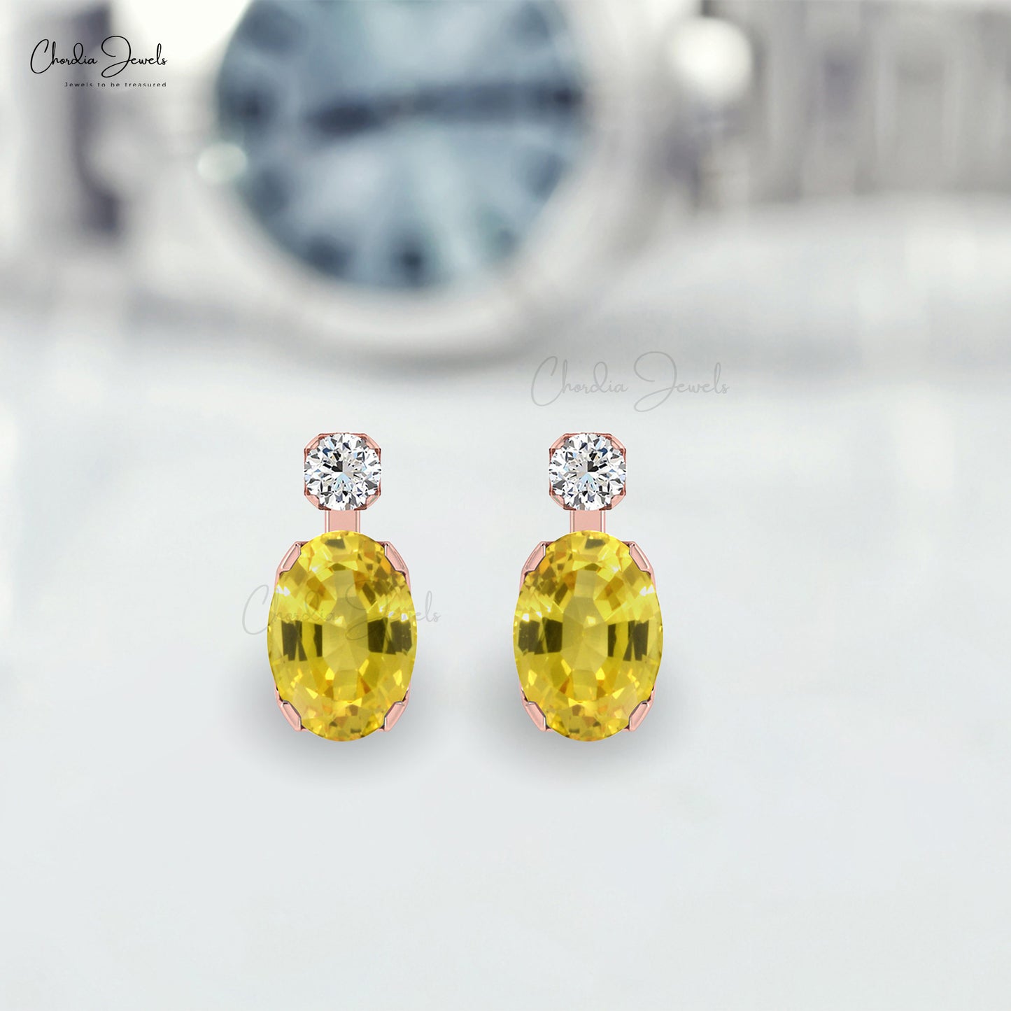 AAA Yellow Sapphire Earrings 0.94Ct Oval Cut Natural Gemstone Summer Jewelry 14k Real Gold Diamond Earrings For Surprise Gift