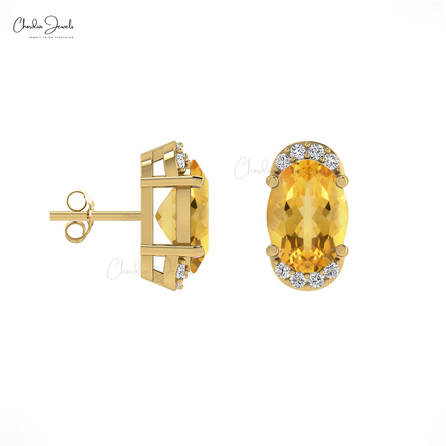 14k Solid  Gold Diamond Half Halo Earrings