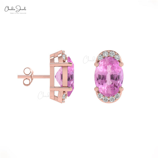 Buy Pink Sapphire Half Halo Earrings