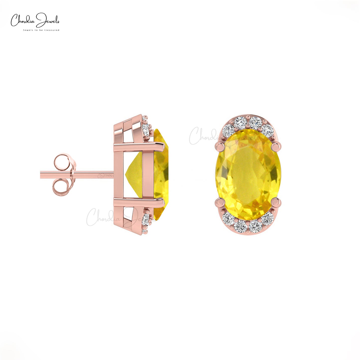 Sapphire And Diamond Half Halo Stud Earrings