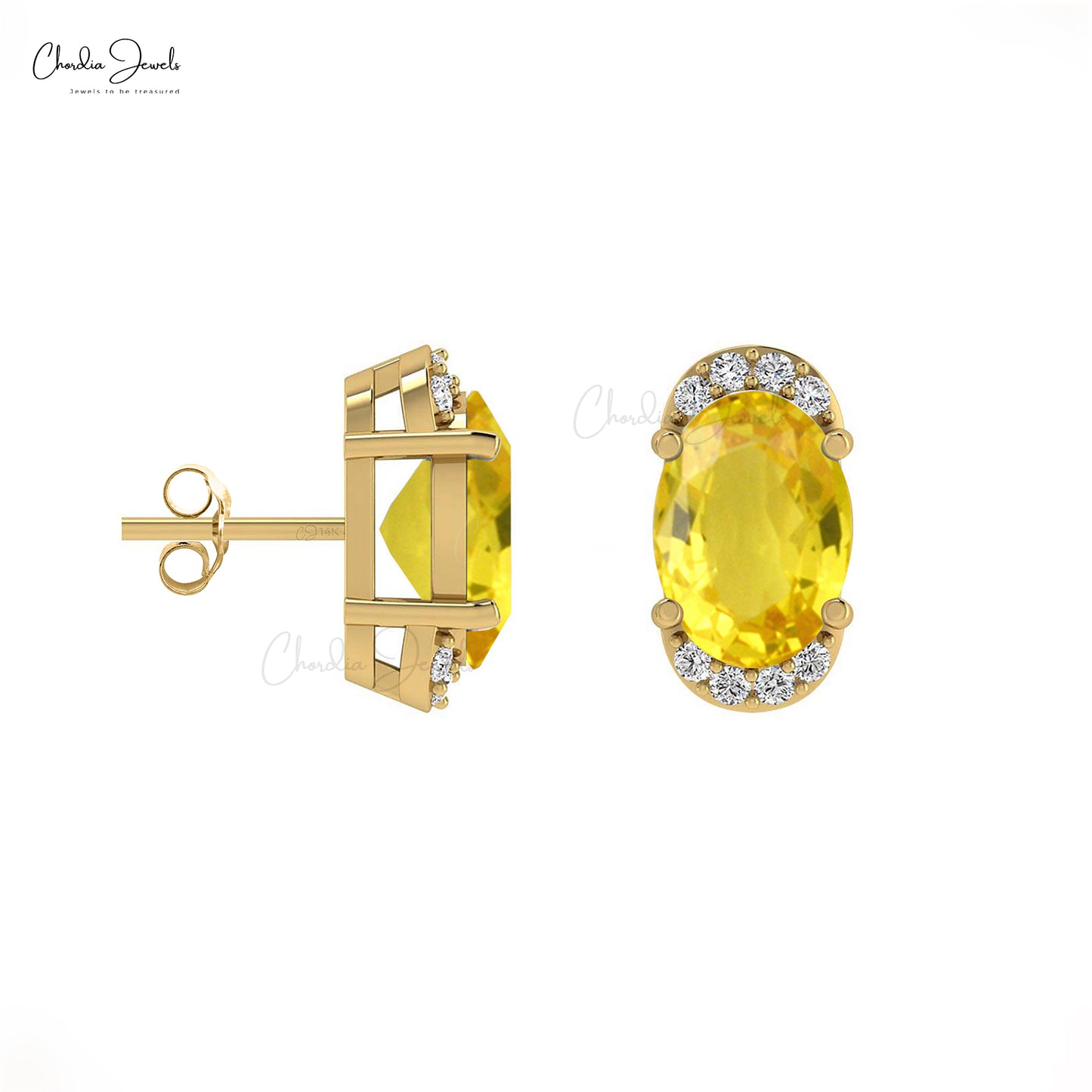 Buy Yellow Sapphire Halo Earrings