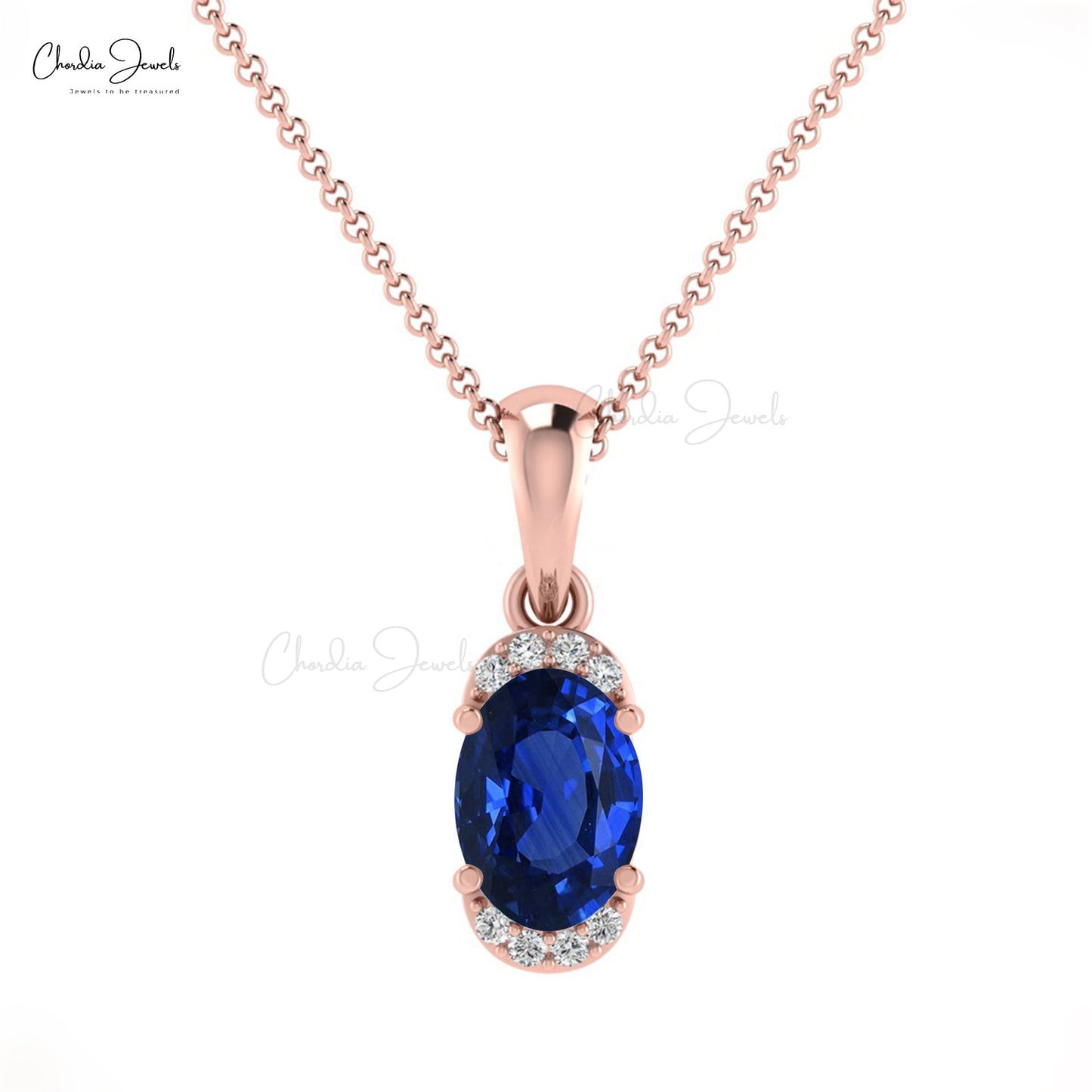 Blue Sapphire Halo Pendant