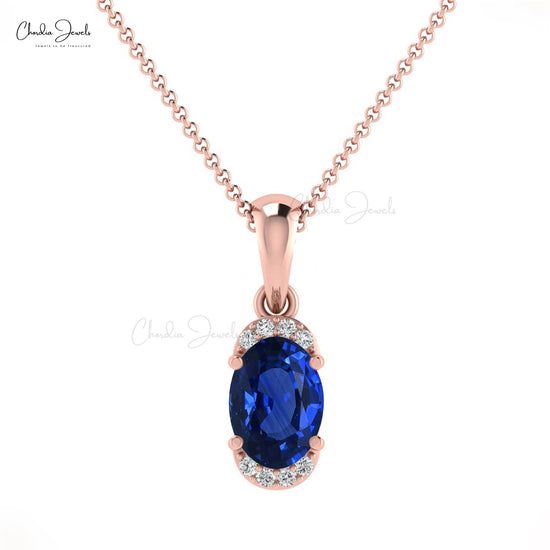 Blue Sapphire Halo Pendant