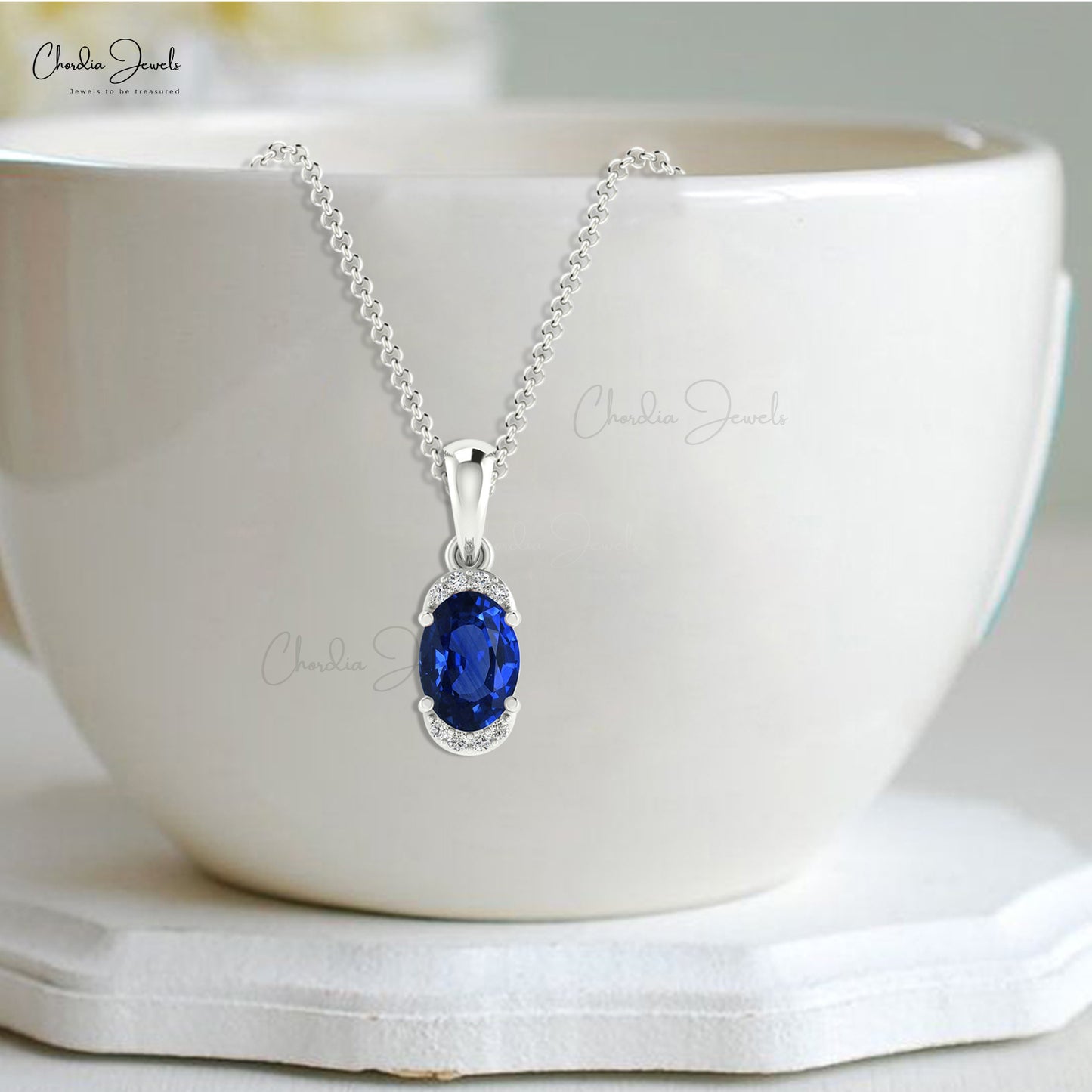 White Lab-Created Sapphire Necklace 10K White Gold | Jared