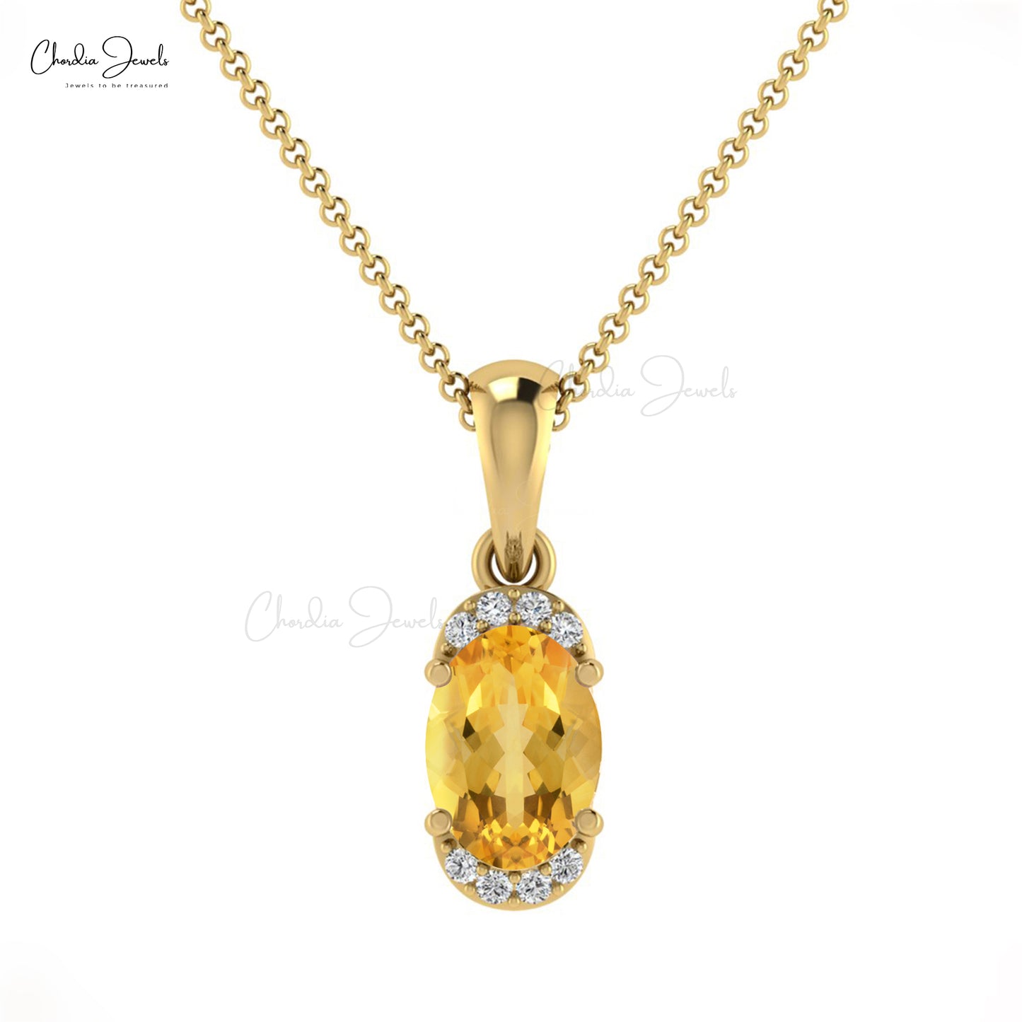 Buy Citrine Half Halo Pendant