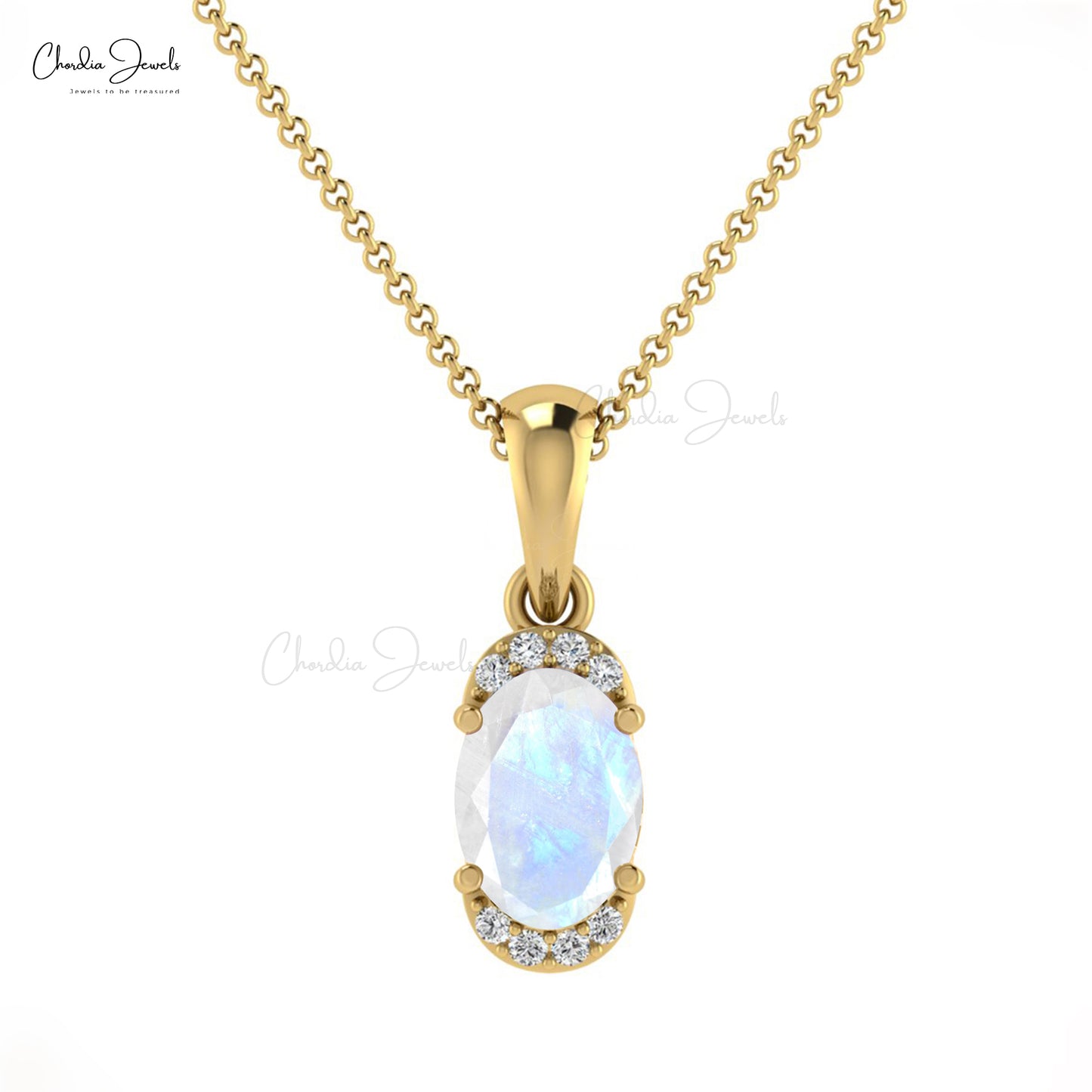 Rainbow Moonstone Half Halo Pendant