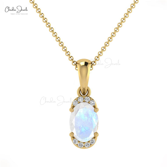 Rainbow Moonstone Half Halo Pendant