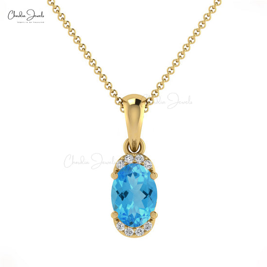 Load image into Gallery viewer, Topaz Half Halo Pendant
