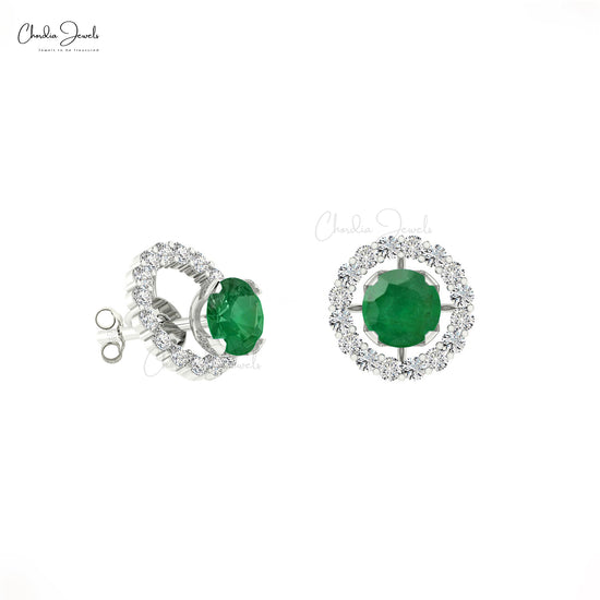 Adorn yourself with green emerald earrings.